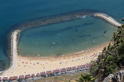 High angle view of people on beach