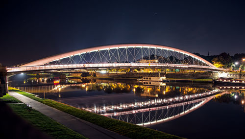 Bridge over river at night