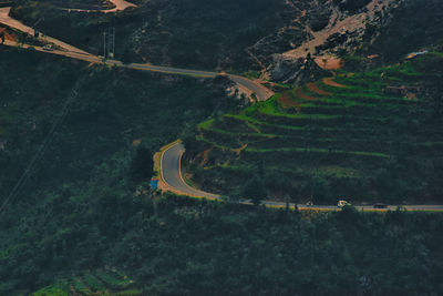 High angle view of road on mountain