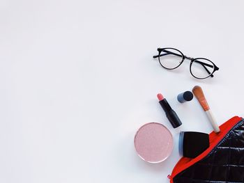 High angle view of eyeglasses on table