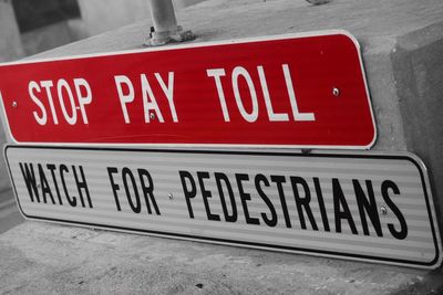 Close-up of road sign