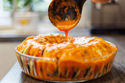 Close-up of food on table