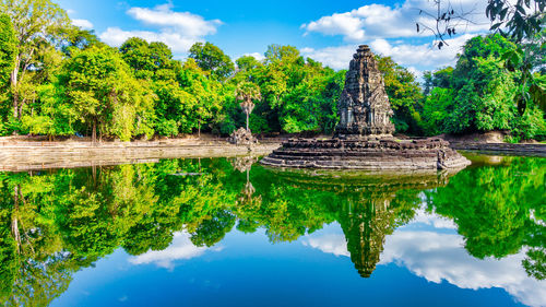 Reflection of temple in lake