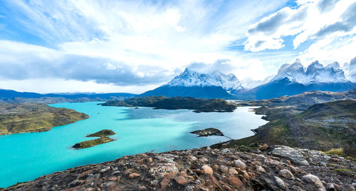 Scenic view of lake against sky