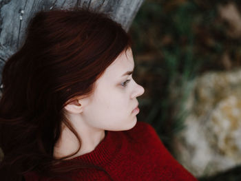 Close-up portrait of a beautiful young woman