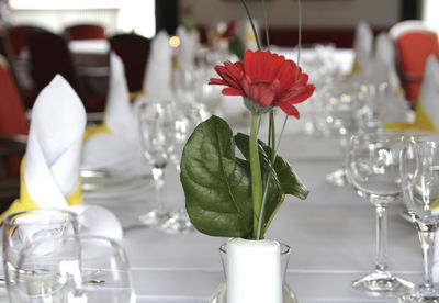 Close-up of flower vase on table