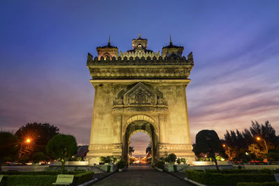 View of historical building at dusk