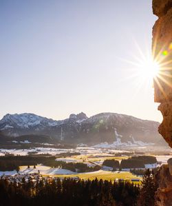 Scenic view of mountains against clear sky