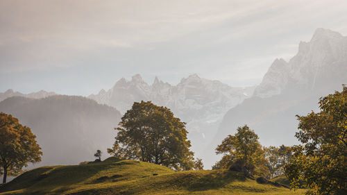 Scenic view of mountains against sky