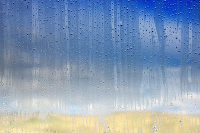 Full frame shot of raindrops on window