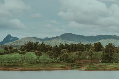 Scenic view of lake against sky