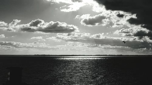 View of calm sea against cloudy sky