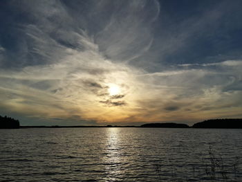 Scenic shot of calm sea at sunset