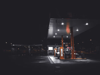 Illuminated street lights at night