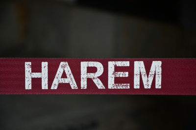 Close-up of warning sign