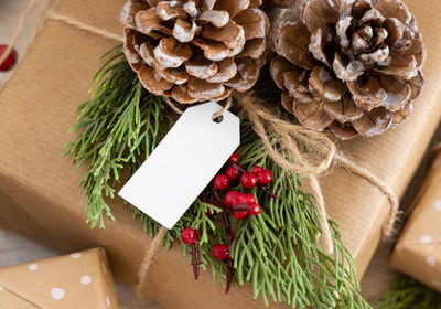 High angle view of fruits in box on table