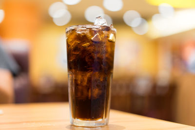 Close-up of drink in glass on table