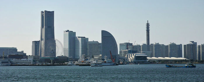 City skyline with river in background