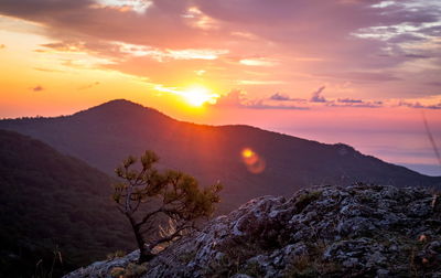 Scenic view of landscape against sky during sunset