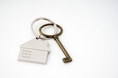 Close-up of padlock on white background