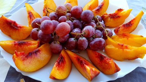 Close-up of fruits in plate