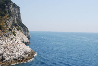 Scenic view of sea against clear sky