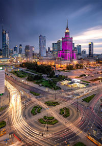 View of the palace of culture in the polish capital warsaw