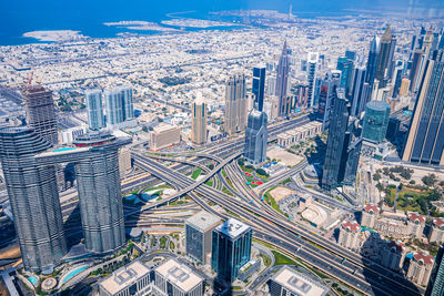 Dubai skyline with beautiful city close to it's busiest highway.