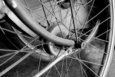 High angle view of bicycle wheel