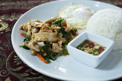 Close-up of food in plate on table