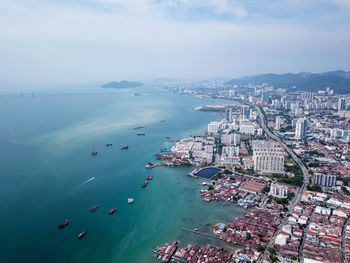 Aerial view clan jetty and macallum penang