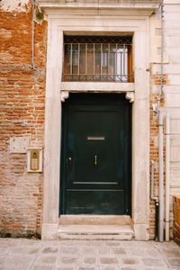 Closed door of building