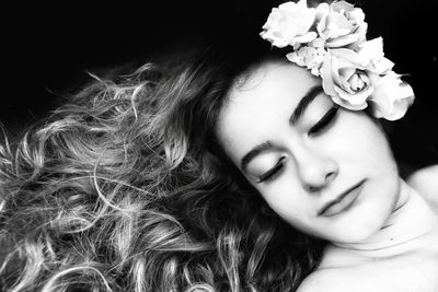 Close-up portrait of a beautiful young woman