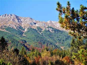 Scenic view of mountains against clear sky