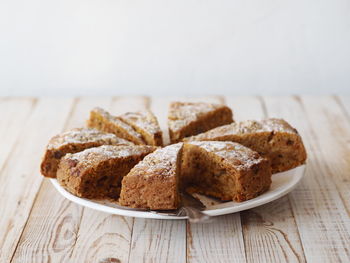 Close-up of bread in plate on table