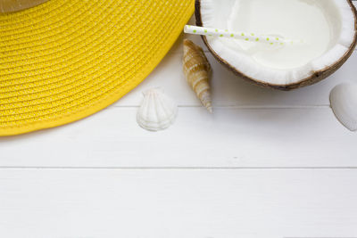 High angle view of food on table