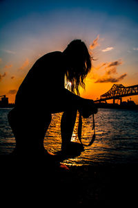 Scenic view of sea at sunset