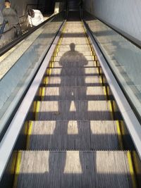 High angle view of escalator