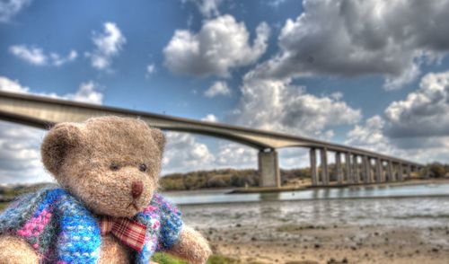 View of bridge over river against sky