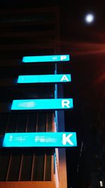 Information sign at night