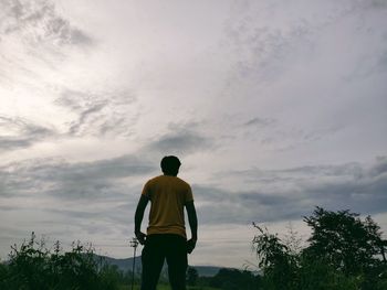 Rear view of man looking at view