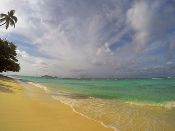 Scenic view of beach against sky