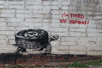Graffiti on brick wall
