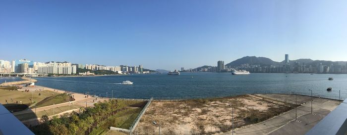 View of cityscape against clear sky