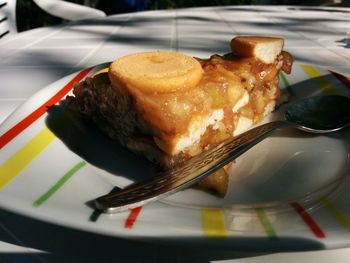 Close-up of burger in plate