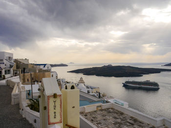 High angle view of sea against sky