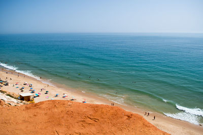 Scenic view of sea against clear sky