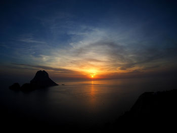 View of calm sea at sunset