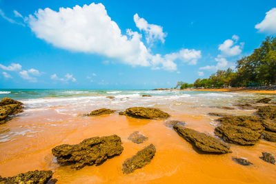 Scenic view of beach against sky