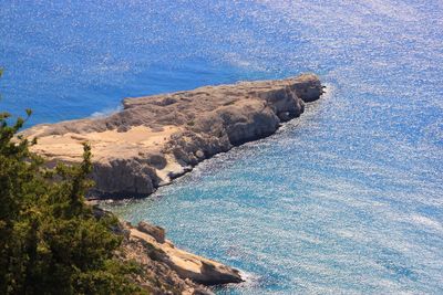 High angle view of rocks on beach